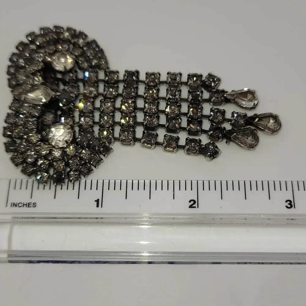Vintage Kramer of New York Silver-tone Rhinestone Waterfall Brooch